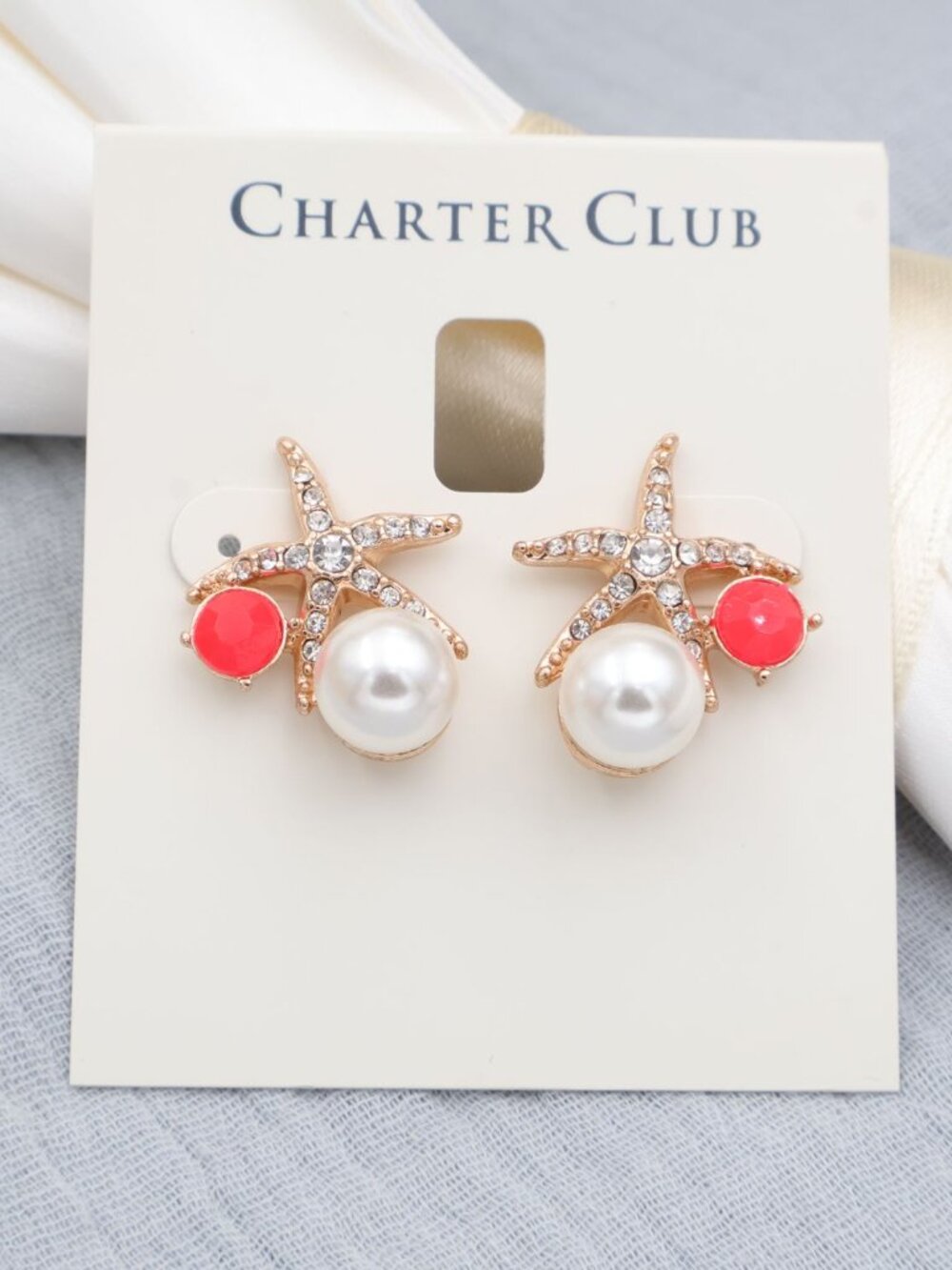 Charter Club Starfish Pearl stud earring